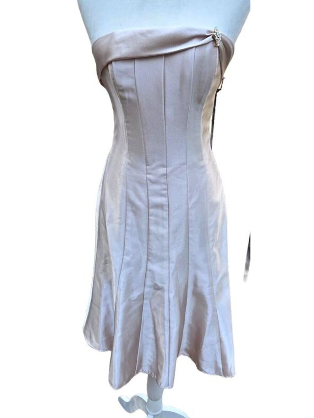 Vintage Jessica McClintock Pleated Satin Brooch Cocktail Dress Bridesmaid Size 6